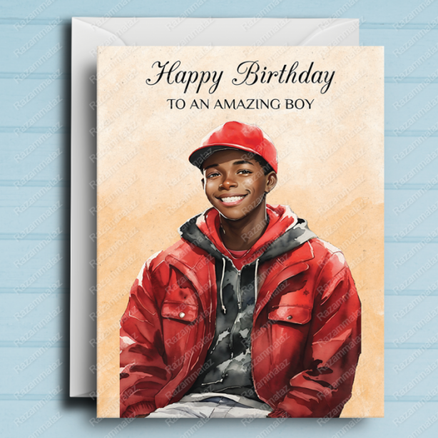 Black Boy Birthday Card V